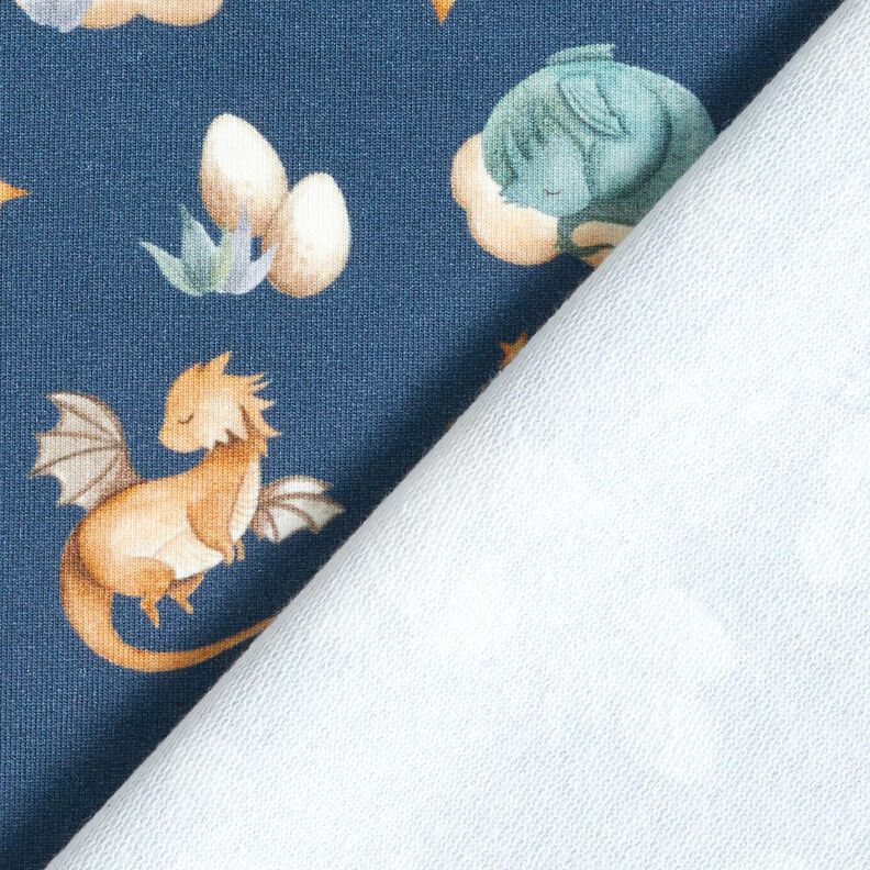 French Terry Sweat d’été jolis dragons Impression numérique – gris bleu,  image number 4