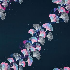 Jersey coton Ginkgo | Glitzerpüppi – bleu nuit/pourpre, 