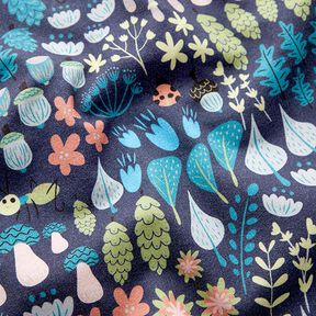 Sweatshirt gratté Plantes forestières Impression numérique – bleu marine | Reste 80cm, 
