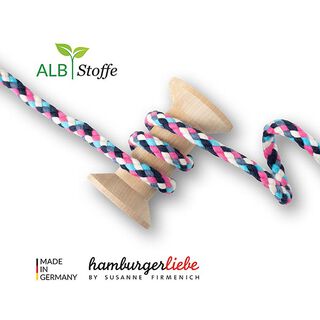 Cordon tressé bio Twist Me Big Mix [12 mm] | Albstoffe – rose vif/navy, 