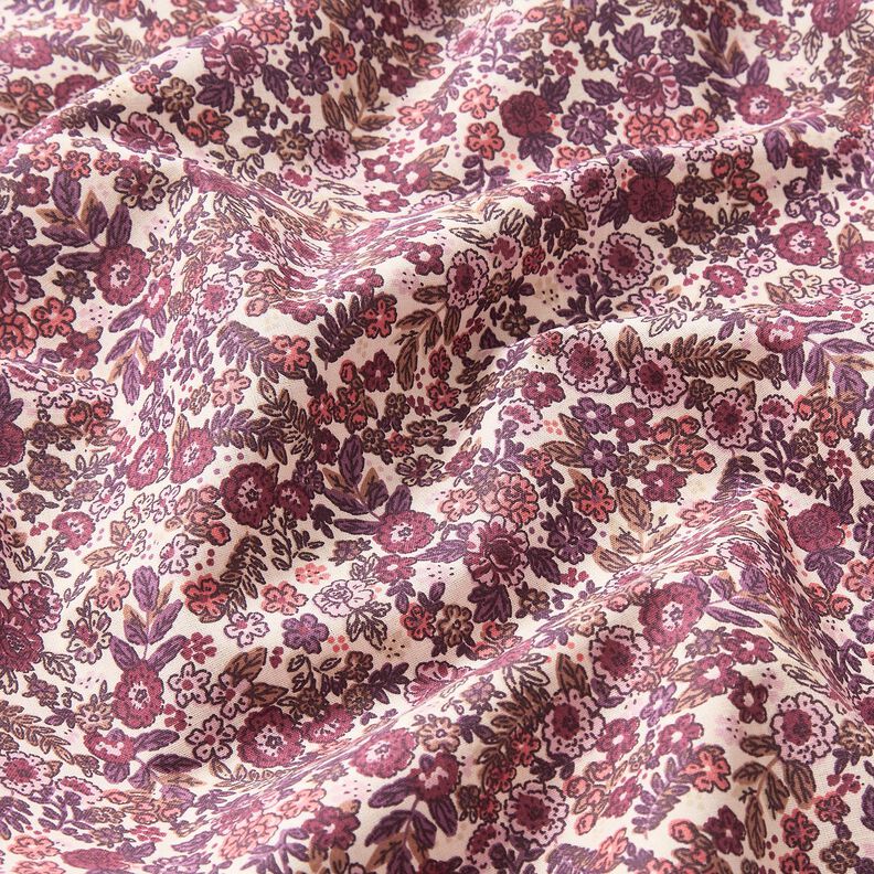 Tissu en coton Cretonne Fleurs éparpillées – crème/raisin, image number 2