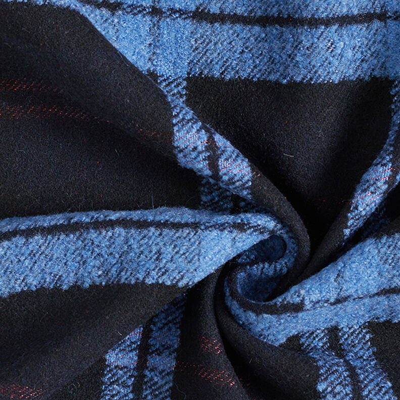 Tissu pour manteau Loops Carreaux – noir/bleu, image number 3