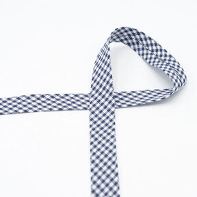 Biais Vichy à carreaux [20 mm] – bleu marine, 