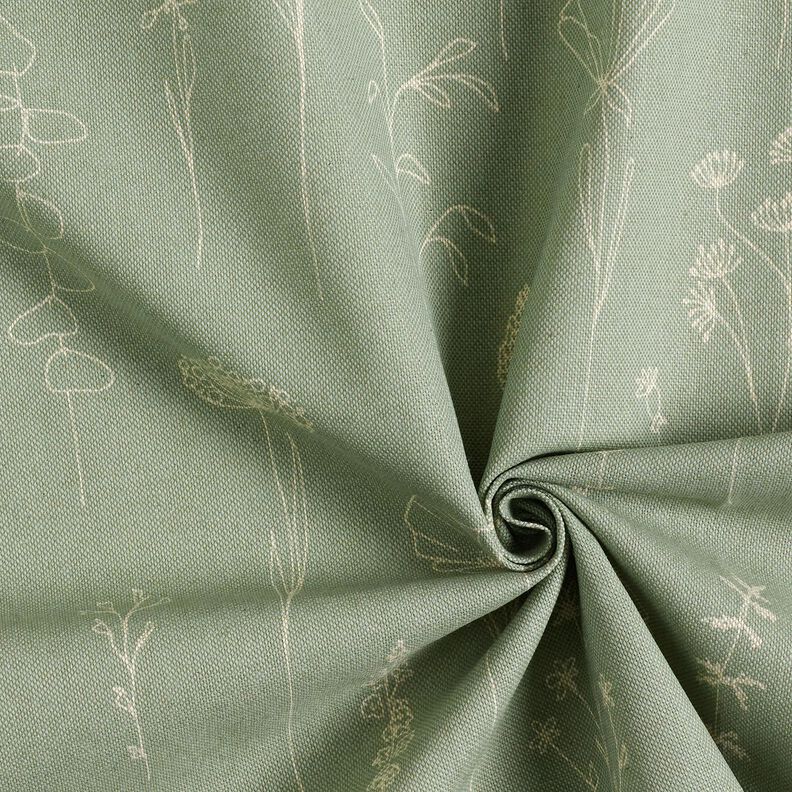 Tissu de décoration Semi-panama Fleurs délicates – roseau, image number 3