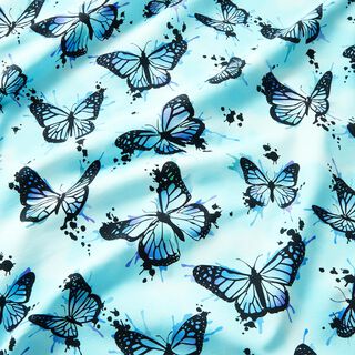 Jersey coton Éclaboussures de papillons | Glitzerpüppi – bleu glacier | Reste 70cm, 