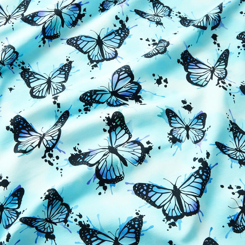 Jersey coton Éclaboussures de papillons | Glitzerpüppi – bleu glacier,  image number 1