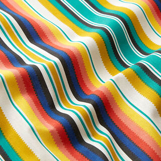 Tissu en coton Cretonne Multitude de rayures colorées – écru/saumon, 