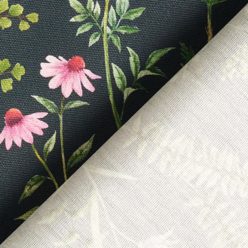 Tissu d’extérieur Canvas Blätter und Blüten – vert foncé/violet pastel,  image number 4