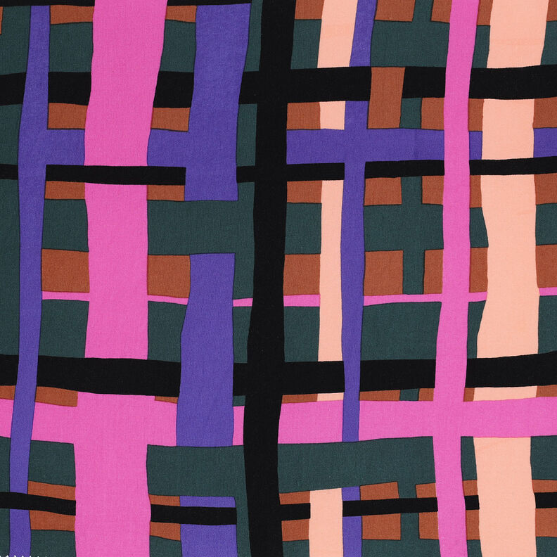 Tissu en viscose stretch Line Layers | Nerida Hansen – vert foncé/lilas, image number 1