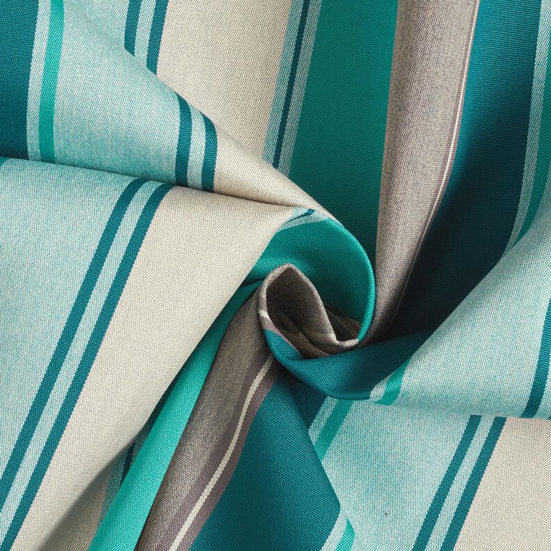 Tissu d’extérieur Canvas Rayures mixtes – sapin bleu/greige, image number 3