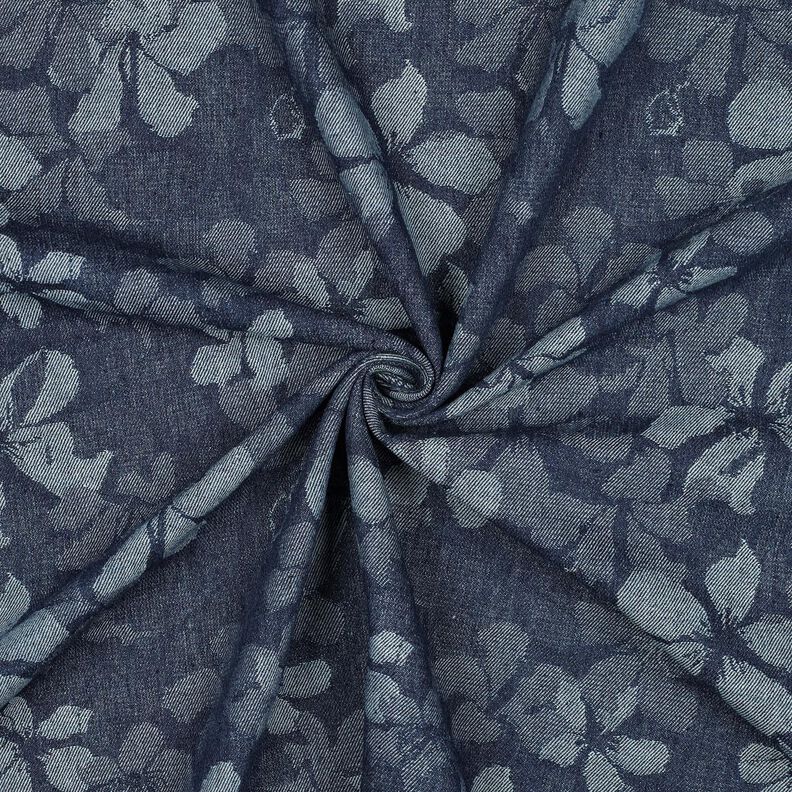 Denim mélange de coton fleurs – bleu jean,  image number 3