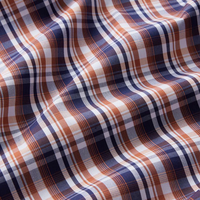 Tissu pour chemise à carreaux classiques – bleu marine/cuivre,  image number 2