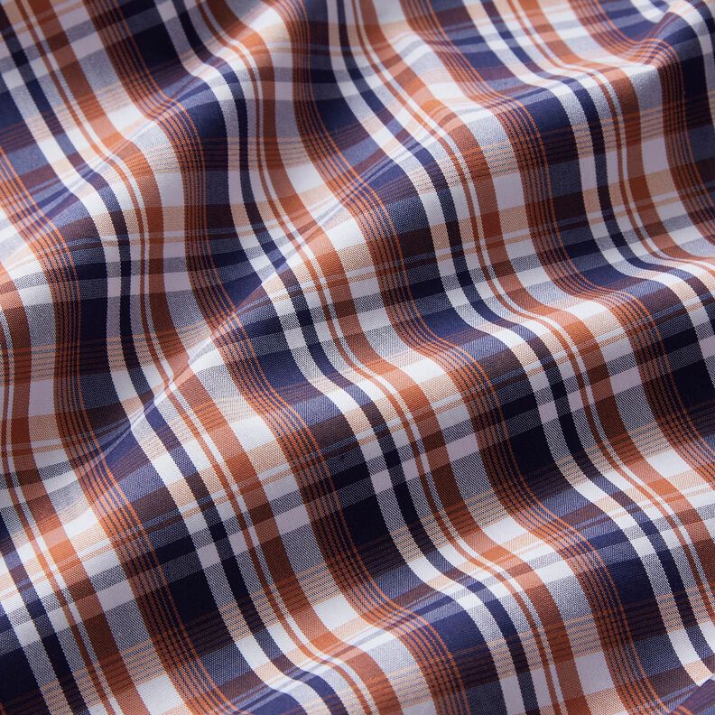 Tissu pour chemise à carreaux classiques – bleu marine/cuivre, image number 2