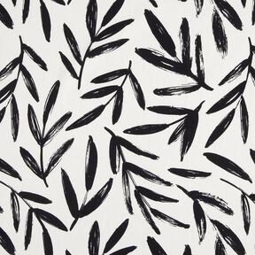 Tissu de décoration Semi-panama Feuilles minimalistes – noir/ivoire, 