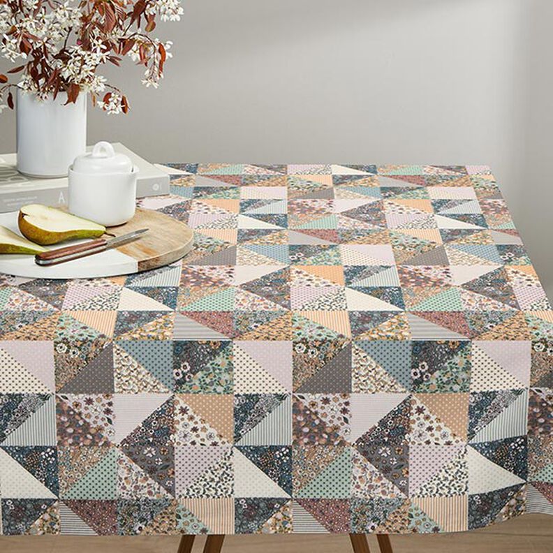 Tissu de décoration Semi-panama Fleurs aspect quilt – lilas pastel/écru, image number 9