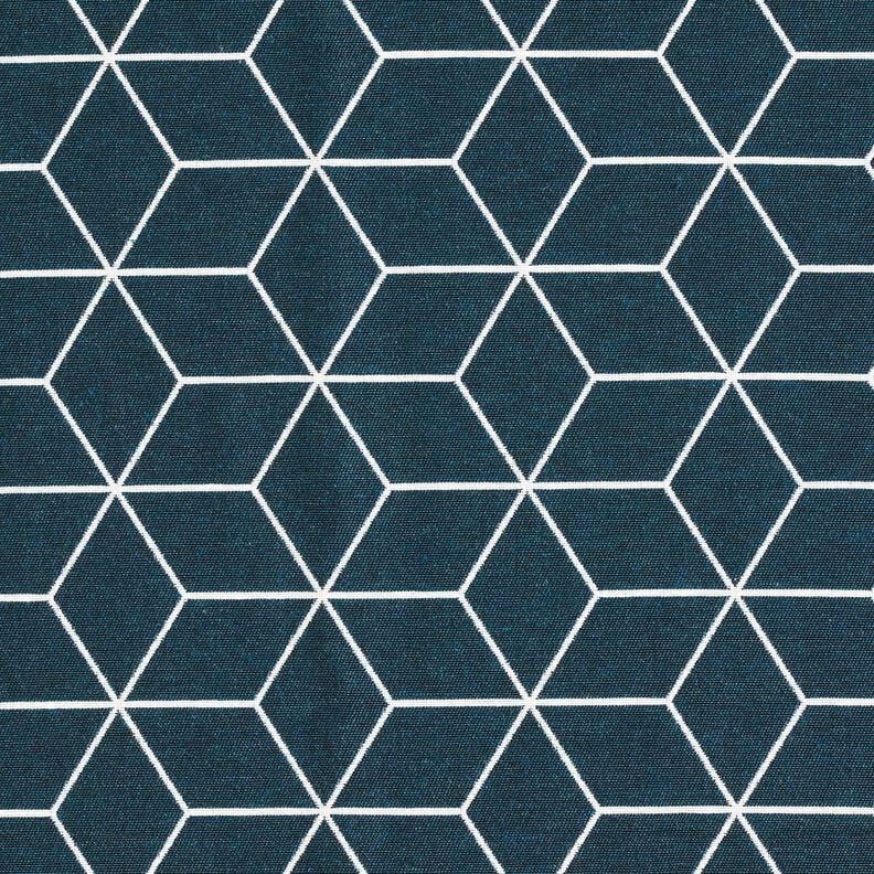Tissu de décoration Jacquard cubes modernes – bleu nuit/ivoire,  image number 1
