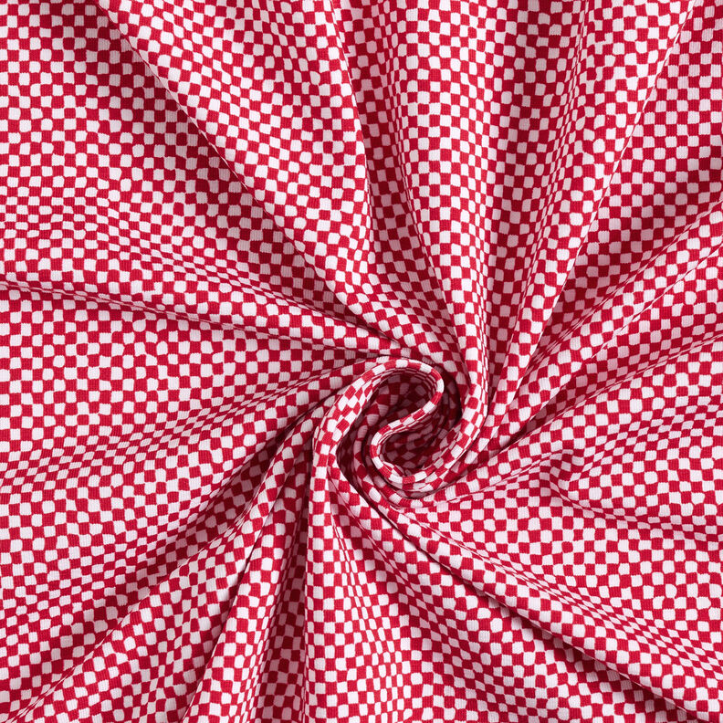GOTS Jersey coton Mini-carreaux | TCC x LOOKS by Wolfgang Joop – rouge/blanc,  image number 5