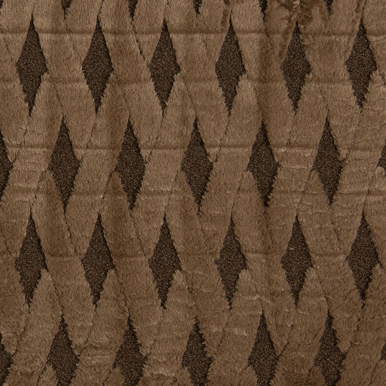 Fourrure synthétique Tissu bouclé Losanges – marron foncé, image number 1