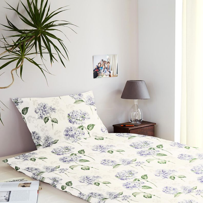 Tissu de décoration Panama Hortensias – ivoire/lilas, image number 7
