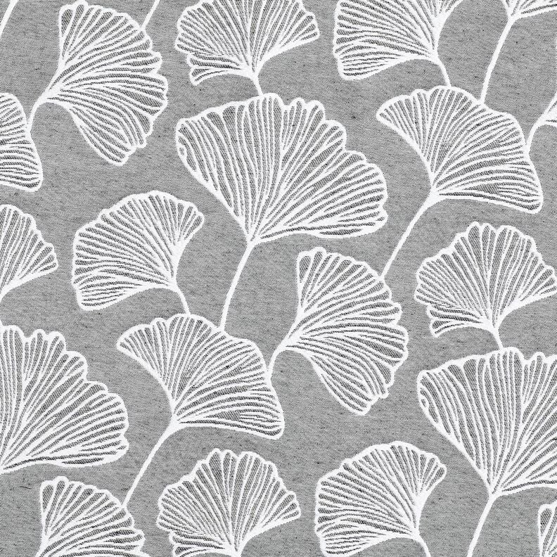 Tissu de décoration Jacquard grand ginkgo – granit/ivoire,  image number 1