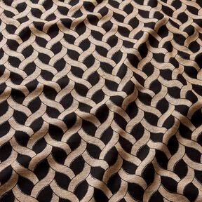 Jersey viscose Motif torsadé pailleté – noir/abricot, 