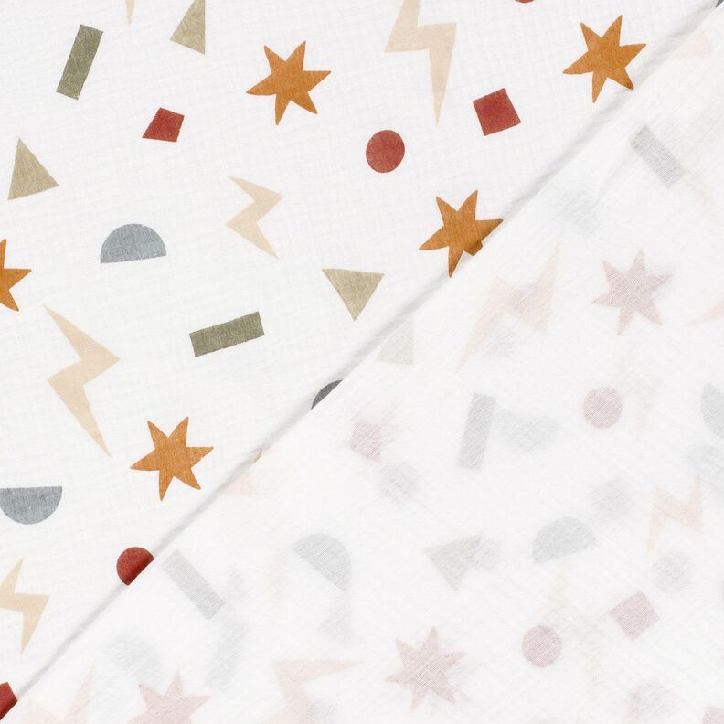 Tissu double gaze de coton Symboles géométriques – ivoire/caramel,  image number 4