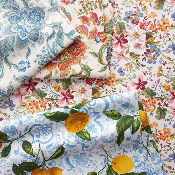 Tissu décoratif Toile ornements floraux orientaux 280 cm – blanc/bleu,  image number 5