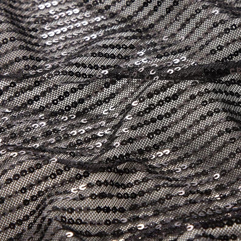Tissu pailleté à rayures verticales – noir,  image number 2
