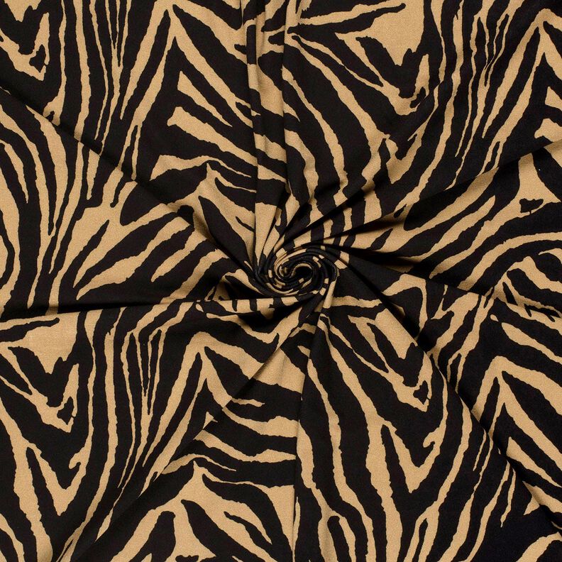Jersey viscose Imprimé zèbre – mocca/noir, image number 3