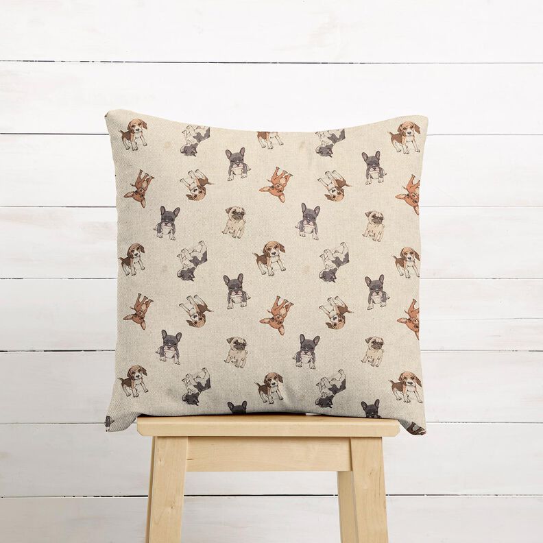 Tissu de d&eacute;coration Semi-panama chiots &ndash; nature/gris,  image number 6