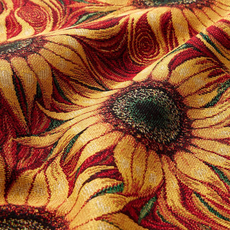 Tissu de décoration Gobelin Tournesols – carmin/jaune soleil,  image number 2