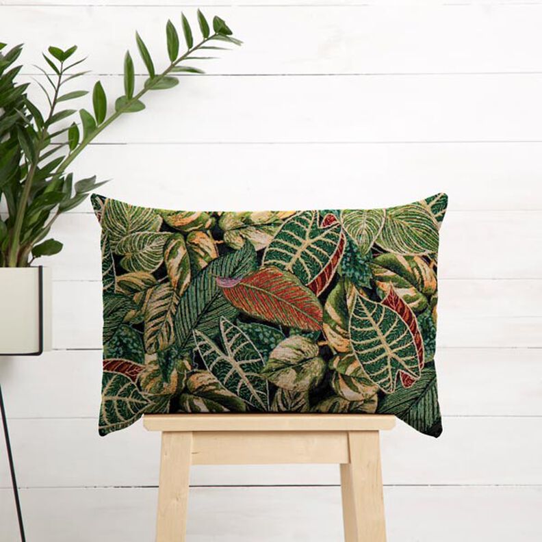 Tissu de décoration Gobelin Feuilles de palmier – vert foncé,  image number 5