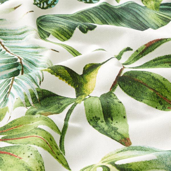 Tissu de décoration Semi-panama feuilles exotiques – vert/blanc, image number 2