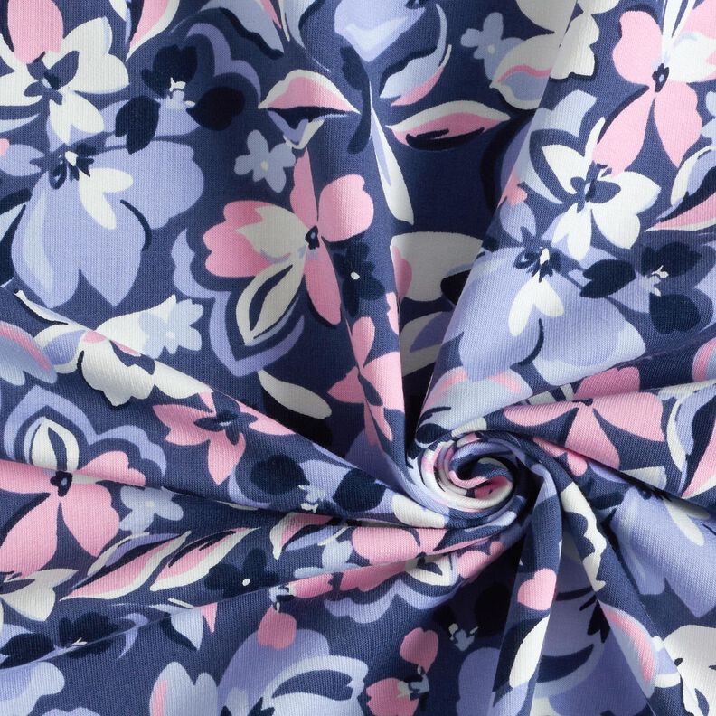 Sweat d’été Grandes fleurs | Poppy Fabrics – bleu jean,  image number 3