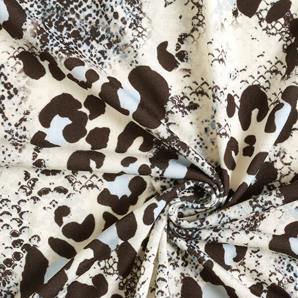Jersey polyester Imprimé serpent – blanc/noir,  image number 3