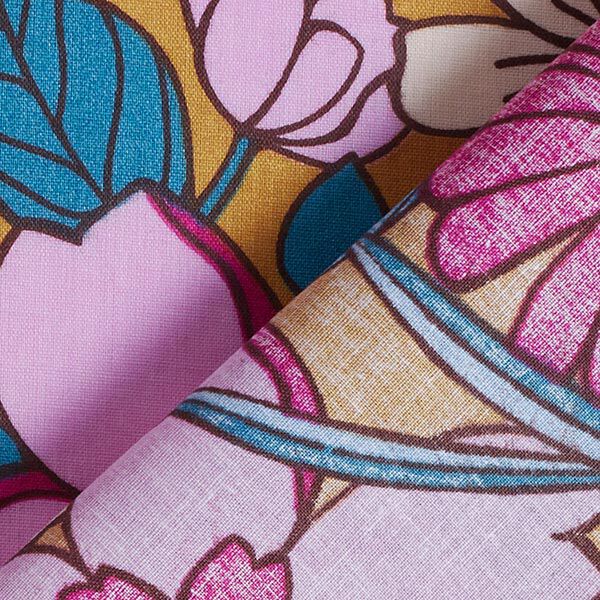 Tissu en coton Cretonne Fleurs en pop-art – cannelle/rose vif,  image number 4