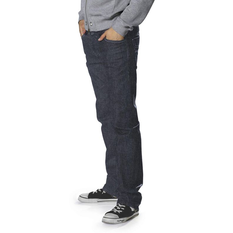 Denim de coton stretch mélangé moyen – bleu noir,  image number 7
