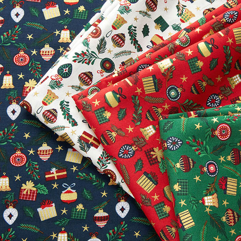 Tissu en coton Popeline Cadeaux – écru/or, image number 5