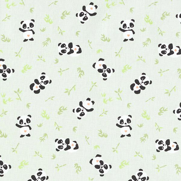 Tissu en coton Cretonne Panda câlin – vert,  image number 1