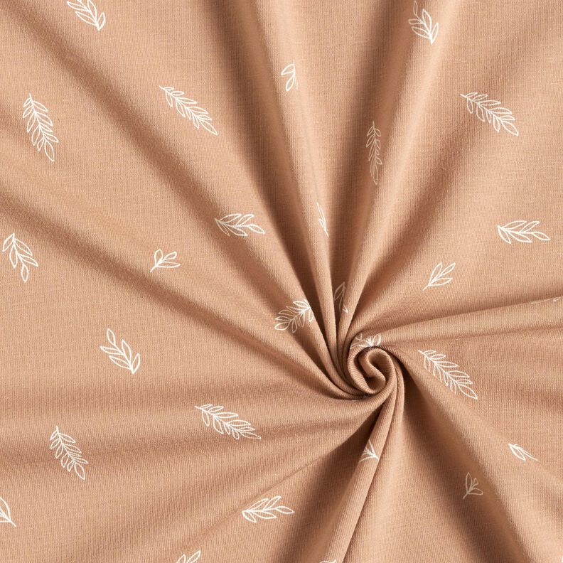 Jersey coton feuilles – marron clair, image number 3