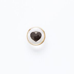 Bouton à queue cœur avec rebord doré [ Ø 11 mm ] – noir/or, 