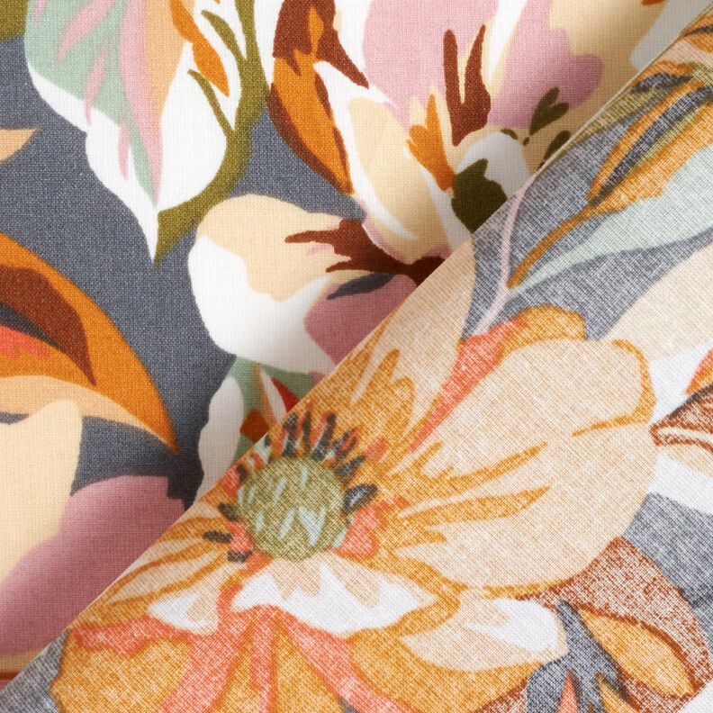 Coton enduit fleurs chics &ndash; gris schiste/ros&eacute;,  image number 4