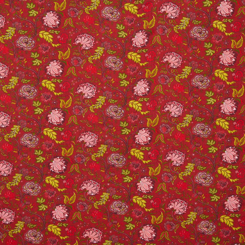 Tissu viscose Fleurs motif cachemire – carmin/rouge feu,  image number 1