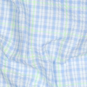 Seersucker Coton mélangé Carreau – bleu clair/vert fluo, 