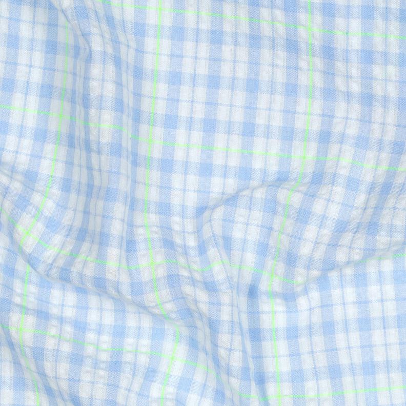 Seersucker Coton mélangé Carreau – bleu clair/vert fluo,  image number 2