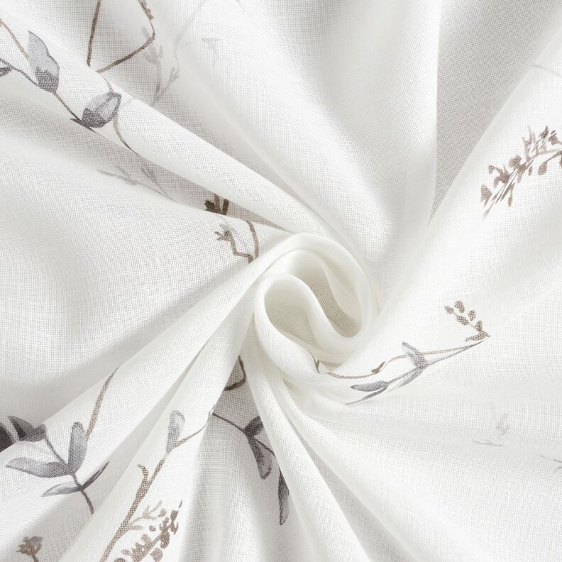 Tissu pour voilages Voile Branches tendres – blanc/argent, image number 3