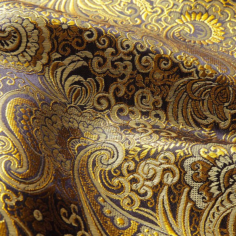 Jacquard d’habillement métallisé Paisley – or/noir,  image number 2