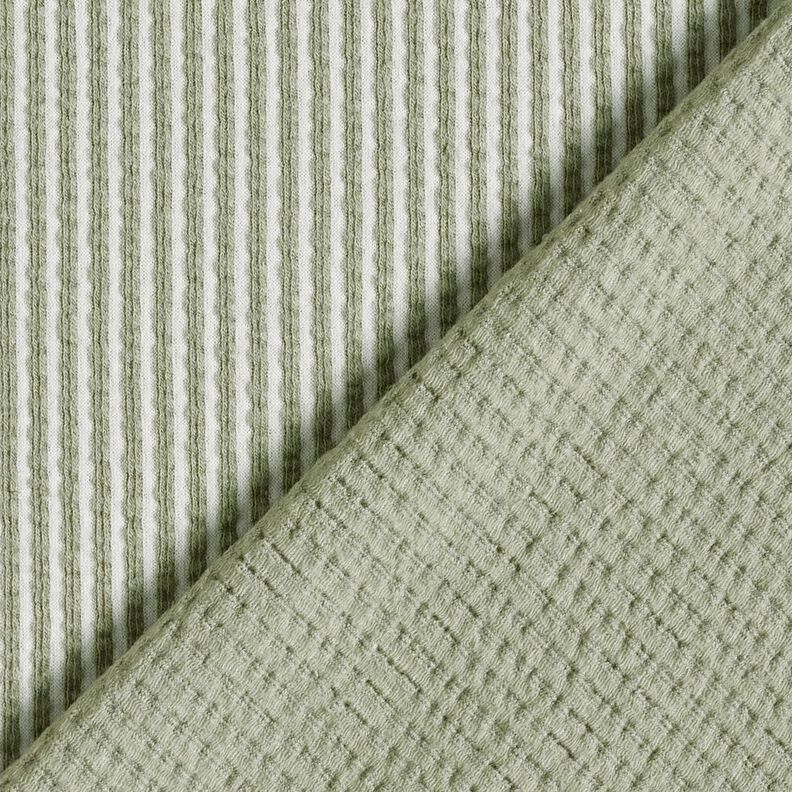 Jersey coton Seersucker Rayures fines – roseau/blanc,  image number 4