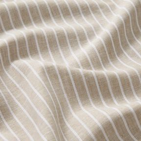 Mélange lin coton Larges rayures – taupe clair/blanc, 