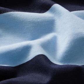Jersey coton Grosses rayures – bleu clair/bleu marine | Reste 60cm, 